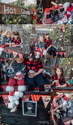 a collage of photos with children dressed up as santa clause and other holiday decorations