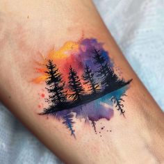 Forest Tattoo Master Files Watercolor Forest Tattoo, North Woods Tattoo, Forest Sleeve Tattoo Women, Wilderness Tattoo Sleeve, The Forest Tattoo, Campfire Tattoo, Aurora Borealis Tattoo, Banksy Tattoo