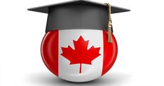 a canada flag ball with a graduation cap on it