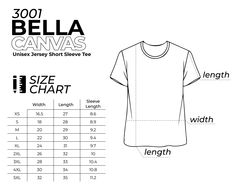 Drawing T Shirt, Jersey T Shirt, Canvas Size, Bella Canvas, Drawing Illustrations, Size Chart, Instant Download, T-shirt, Illustrations