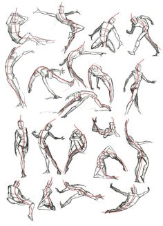 a bunch of sketches of people doing different things in the same direction, including legs and arms