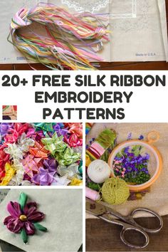 20 + free silk ribbon embroidery patterns to sew, crochet and knit