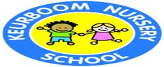 two children holding hands with the words kelbboom nursery school in blue and yellow