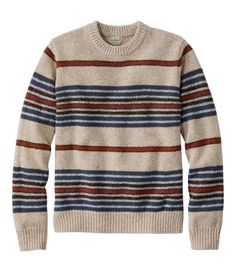 While many competitors use lesser-quality blends, our yarns are always the real deal. These are authentic ragg wool sweaters, knit from exceptionally soft, premium lambswool. Traditional Fit: Relaxed through the chest, sleeve and waist. 100% premium lambswool. Jersey-stitch knit. Handwash, dry flat. Midweight knit was specially chosen for substantial warmth without extra bulk. Rib-knit trim at cuffs, collar and hem. Imported. | Men's Classic Ragg Wool Sweater, Crewneck, Stripe Regular, Lambswool Preppy Sweater, Mens Items, Sweater Fits, Kids Outerwear, Mens Spring, Sweater Making, Ll Bean, L L Bean, Wool Sweater