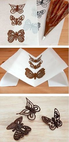 four different pictures of butterflies on paper and some are cut out to make them look like they