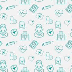 seamless pattern with medical icons and symbols on white background stockvectors, clipping