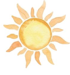 a watercolor drawing of the sun on a white background