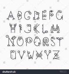 the alphabet is drawn with black ink on white paper, and it has been made into an