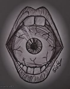 a drawing of an eyeball in the shape of a mouth