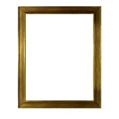 an empty gold frame on a white background