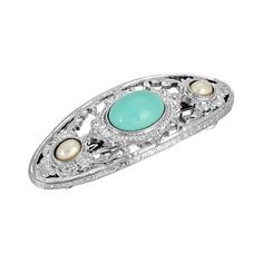 Add elegance to your hairstyle with this simulated turquoise & pearl stone barrette. Add elegance to your hairstyle with this simulated turquoise & pearl stone barrette. Width: 3 in. Metal: alloy Plating: silver tone Finish: polished Not appropriate for children 14 years old and younger. Size: One Size. Color: Blue. Gender: female. Age Group: adult. 1928 Jewelry, Pearl Stone, Jewelry Turquoise, Vintage Inspired Jewelry, Cameo Jewelry, Your Hairstyle, Creating Jewelry, Jewelry Companies, Turquoise Color