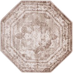 Transform any space into a travel destination with the Sofia Collection's French-inspired designs. Overdyed threads make vivid colors pop, capturing all the pizzazz of the high-energy locale. Add this top-selling collection to your space and be amazed by its beauty. Unique Loom Sofia 4 x 4 Beige Octagonal Indoor Bohemian/Eclectic Area Rug in Brown | 3151863 Eclectic Area Rug, Vintage Medallion, Target Rug, Bed In Living Room, Unique Loom, French Inspired, Contemporary Area Rugs, White Area Rug, Beige Rug