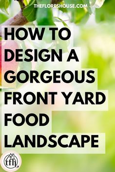 an apple hanging from a tree with the words how to design a gorgeous front yard food landscape