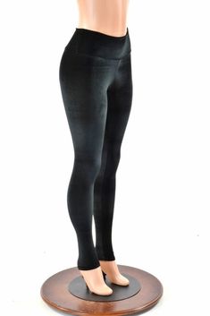 "This item is made to order, please read all the way through the listing before purchasing! These leggings are made of soft black stretch velvet, with a flattering 11\" high rise, and a smooth anti muffin top waistband. Super plush and cozy! This velvet is soooo soft, not the cheap and itchy panne, this is true lycra velvet. Smooth as butter, and so flattering and comfy! Inseam: 32\" Rise: 11\" If you would like a shorter or longer inseam, please enter it in the notes at checkout! Womens Sizing Full Length Fitted Leggings With Wide Waistband, Full-length Fitted Leggings With Wide Waistband, Fitted Full-length Leggings With Wide Waistband, Black Fitted Velvet Pants, Fitted Black Velvet Pants, Fitted Velvet Bottoms, Fitted Full-length Velvet Bottoms, Fitted Velvet Bottoms Full Length, Full Length Tights For Pilates In Fall