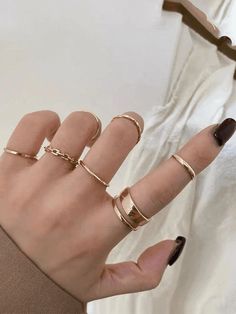 7pcs Simple Joint Finger Ring - AnotherChill Fashion Ring Set, Gold Butterfly Ring, Gold Color Ring, Trendy Ring, Punk Jewelry, Geometric Ring, Party Rings, Gold Ring Sets, Knuckle Rings