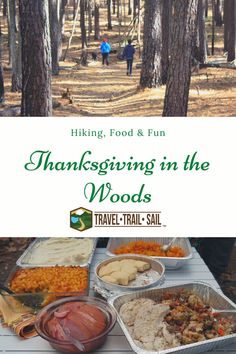 thanksgiving in the woods with turkey and vegetables