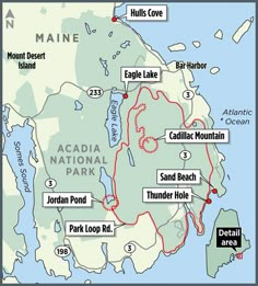 a map shows the location of several national parks