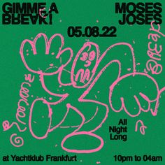 the poster for gimmea blevk's upcoming show is shown in pink and green