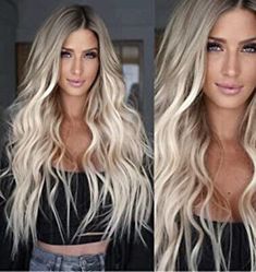 Brown To Platinum Blonde, Platinum Blonde Wig, 613 Lace Front Wig, Long Wavy Wig, Ash Blonde Highlights, Blonde Highlight, Blonde Hair Extensions, Blonde Wigs, Wig Styling