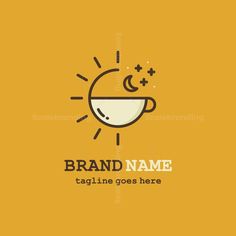 a coffee cup logo with the sun behind it