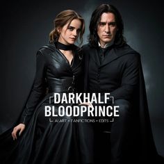 two people dressed in black standing next to each other with the caption dark half blood prince