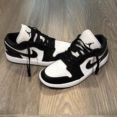 I Think They’re Air Jordan 1 Low Black And White Never Worn For More Than 10 Minute Black Jordans 1 Low, White And Black Air Force 1, Jordan 1 Low Black And White, Air Jordan Lows, Jordan 1s Low, Jordan Lows, Black And White Jordans, Nike Dunk Lows, Black Air Force 1