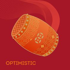 an orange bracelet with intricate designs on it and the words optimistic above it