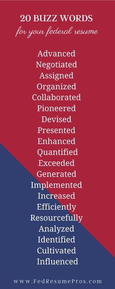 the 20 buzz words for your personal resume are shown in red, blue and white