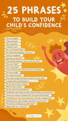 the 25 phrases to build your child's confidentness infographical poster for kids