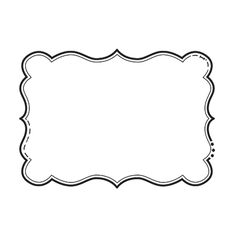 a black and white drawing of a frame with scalloped edges in the shape of a rectangle