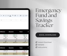 an image of a computer screen with the text emergency fund and savings tracker on it