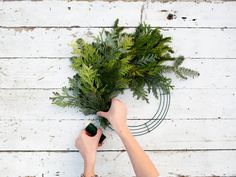 How To Create A Foraged Evergreen Wreath - Floret Flowers Christmas Wreaths Diy Evergreen, Wreath Making Party, Christmas Wreath Making, Diy Wreath Making, Wreath Making Kits, Evergreen Swag, Greenery Christmas, Cedar Wreath, Holiday Hostess Gifts