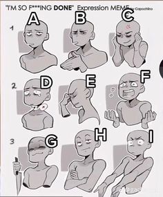 an image of cartoon character expressions