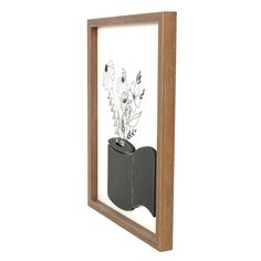 a wooden frame with a flower pot and toilet paper dispenser in it