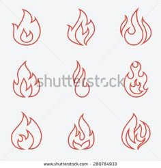 fire flames icons set on white background