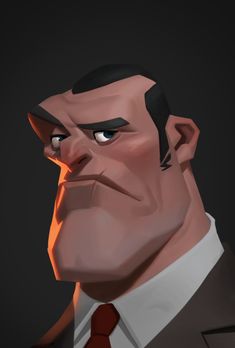 an animated man in a suit and tie looking into the distance with his eyes wide open