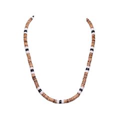 PRICES MAY VARY. Length: 18 Inches - the length of an item is measured from end to end, including the clasp. To measure your neck size, use a flexible tape measure or cord and wrap it around the base of your neck. Add 2 inches to the measurement for a comfortable fit. Material: 5mm Tiger Brown Coconut Shell Beads, Black and White Clam Shell Beads. The necklace is made of genuine clam shells and coconut shells that are drilled, smoothed and polished. Durable, lightweight, and easy to care for. Th Blue Beaded Necklaces With Lobster Clasp And Round Beads, Adjustable Blue Shell Beaded Necklaces, Wooden Beads Shell Necklace For Beach, Black Wooden Beads Necklace For Beach, Blue Beaded Shell Strand Necklace, Beads Black And White, Beaded Shell, Coconut Shells, Shell Beads Necklace