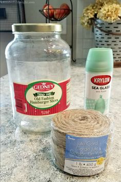 the supplies needed to make an apple cider cake are displayed on a kitchen counter