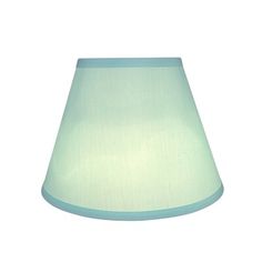 a light blue lamp shade on a white background