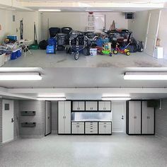 an empty garage filled with lots of items