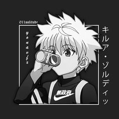 an anime character drinking from a can with the caption's name below it