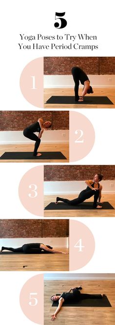 a woman doing yoga poses to try when you have period cramps on her stomach