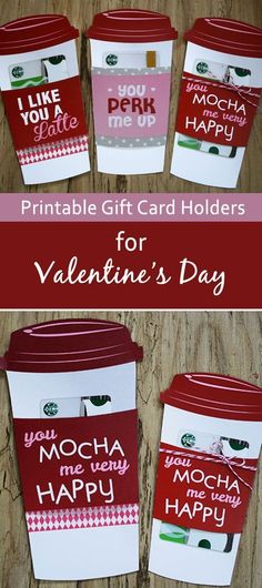 printable gift card holders for valentine's day with text on the front and back