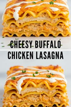 cheesy buffalo chicken lasagna is an easy dinner recipe