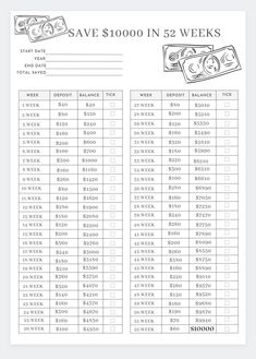 the printable savings sheet for $ 1, 000 in twelve weeks is shown here