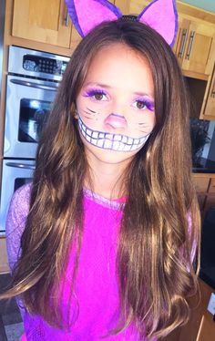 Cheshire Cat Face Paint, Cat Makeup For Kids, Wonderland Costume Ideas, Alice In Wonderland Costume Ideas, Cat Costume Makeup