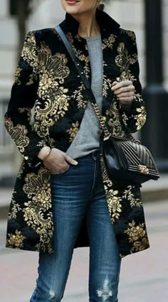 Fall Fashion Coats, Elegant Coats, Outwear Coat, Print Coat, Long Sleeves Coats, Mode Inspiration, Coat Fashion, Womens Fashion Trends, Coats And Jackets