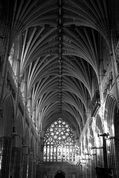 the inside of a large cathedral with high ceilings