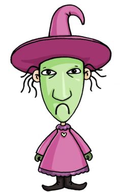 a cartoon character wearing a purple dress and a pink hat with an odd look on it's face