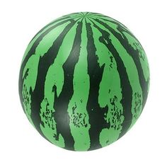 a large watermelon ball with black and green stripes on it's surface